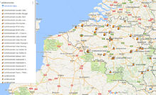 kaart met Belgfische asfaltcentrales