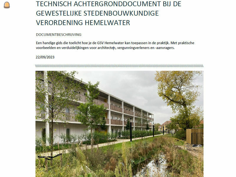 Het technisch achtergronddocument heeft tot doel de GSV hemelwater te verduidelijken en te kaderen