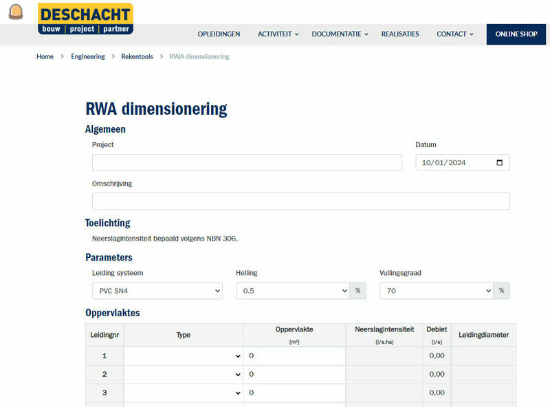 Rekentool Dimensioneren van afvoerbuizen voor regenwater