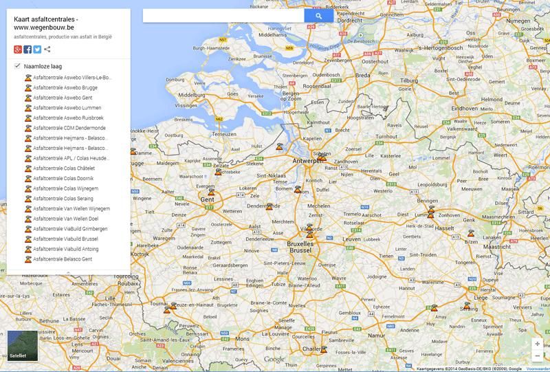 Kaart met asfaltcentrales kan u terugvinden via www.asfaltcentrales.be