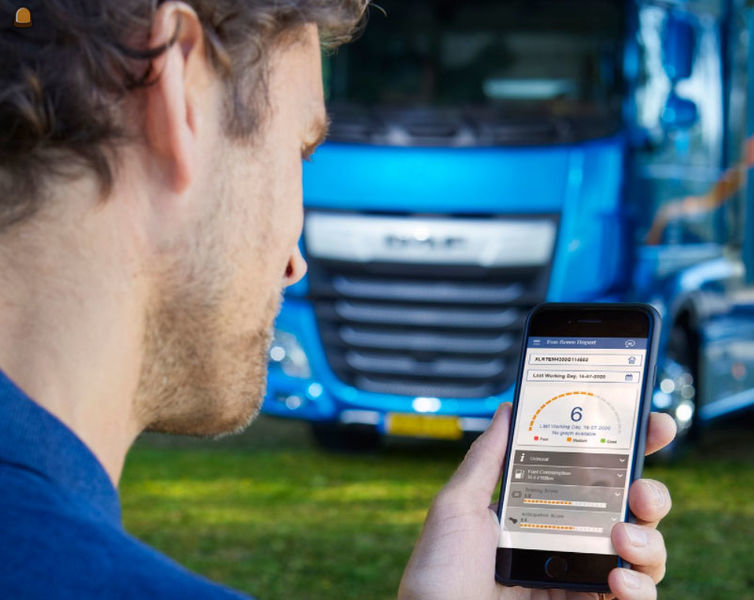 De nieuwe DAF Connect App coacht chauffeurs onder meer op hun brandstofverbruik.