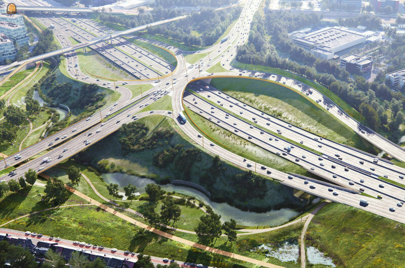 De bestaande fly-overs maken plaats voor één brug over de Ring