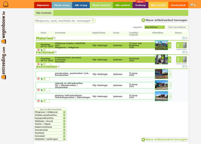 Iets beschikbaar? Plaats jouw aanbod in groene status in de Infra App