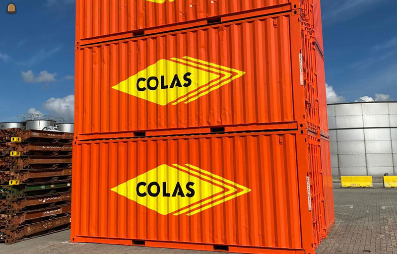 gebruikte containers door ACB klaargemaakt voor Colas Belgium